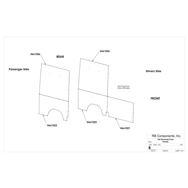 2019+ Sprinter Van Wall Liner Kit, 144" High Roof, Plywood - CREW